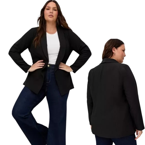 torrid Jackets & Blazers - Torrid Black Shawl Collar Open Front Blazer Size 2X